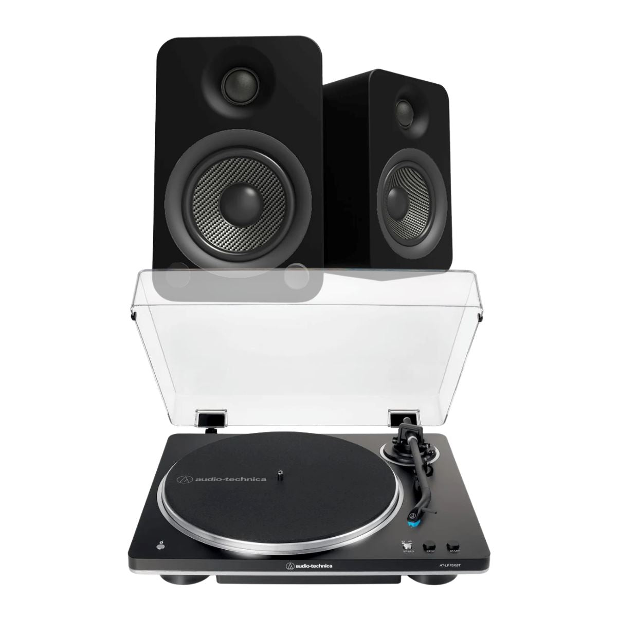 Audio-Technica LP70XBT Bluetooth Turntable + Kanto YU4 4" Active Bookshelf Speakers