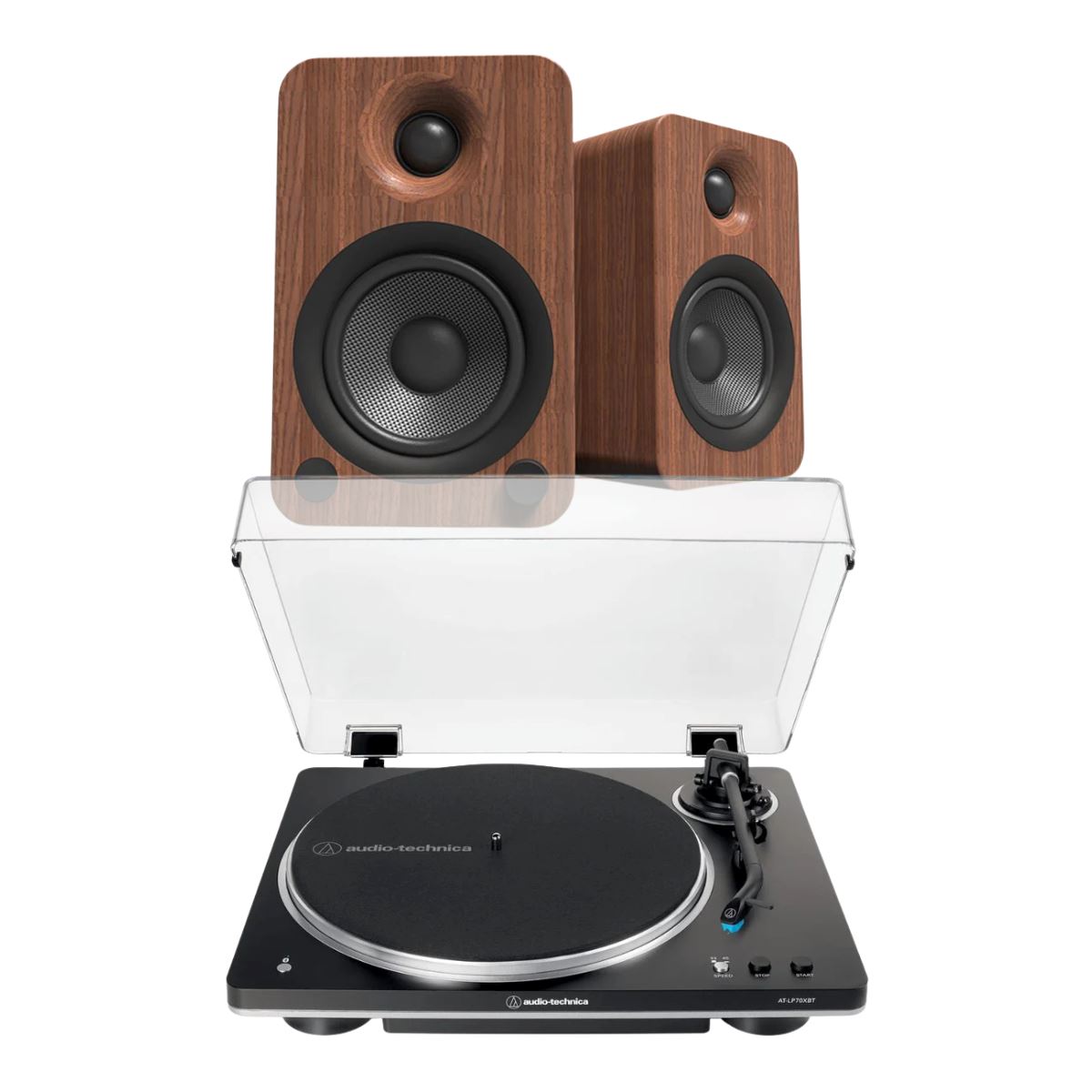 Audio-Technica LP70XBT Bluetooth Turntable + Kanto YU4 4" Active Bookshelf Speakers