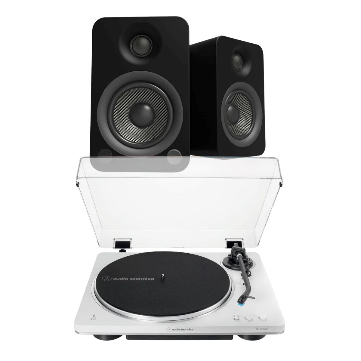 Audio-Technica LP70XBT Bluetooth Turntable + Kanto YU4 4" Active Bookshelf Speakers