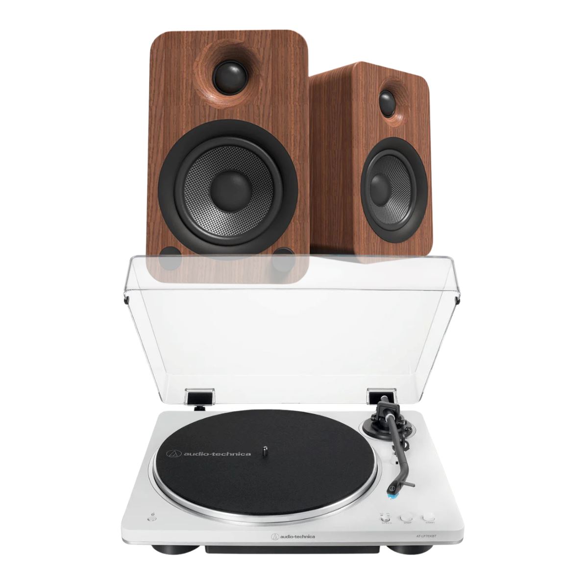 Audio-Technica LP70XBT Bluetooth Turntable + Kanto YU4 4" Active Bookshelf Speakers