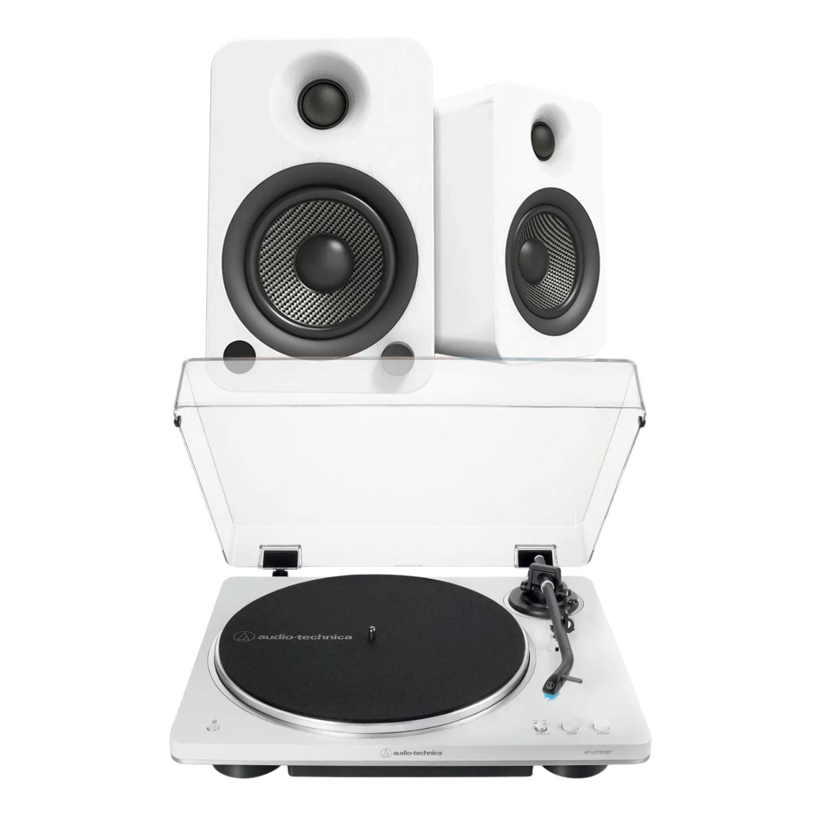 Audio-Technica LP70XBT Bluetooth Turntable + Kanto YU4 4" Active Bookshelf Speakers