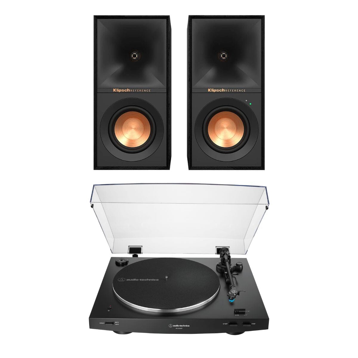 Audio-Technica LP3XBT Automatic Turntable + Klipsch R-40PM Active Bookshelf Speakers