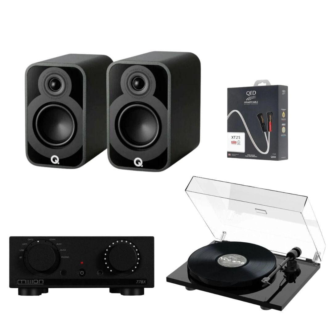 Mission 778X Amplifier, Pro-Ject E1 & Q Acoustics 5010 Bookshelf Speakers