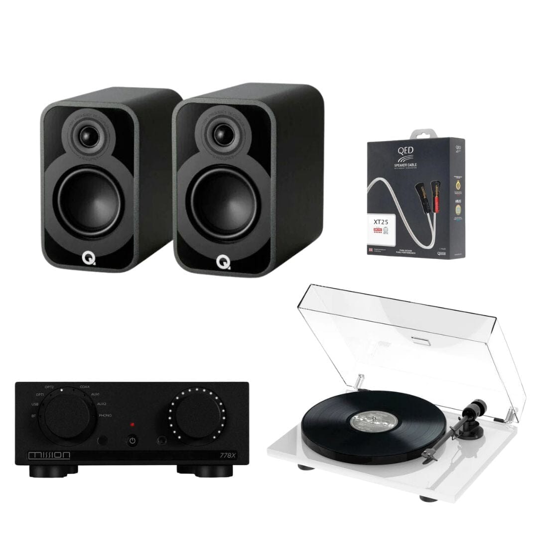 Mission 778X Amplifier, Pro-Ject E1 & Q Acoustics 5010 Bookshelf Speakers