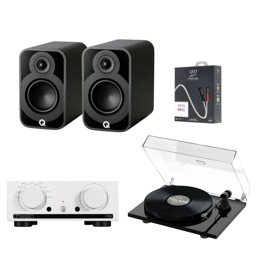 Mission 778X Amplifier, Pro-Ject E1 & Q Acoustics 5010 Bookshelf Speakers