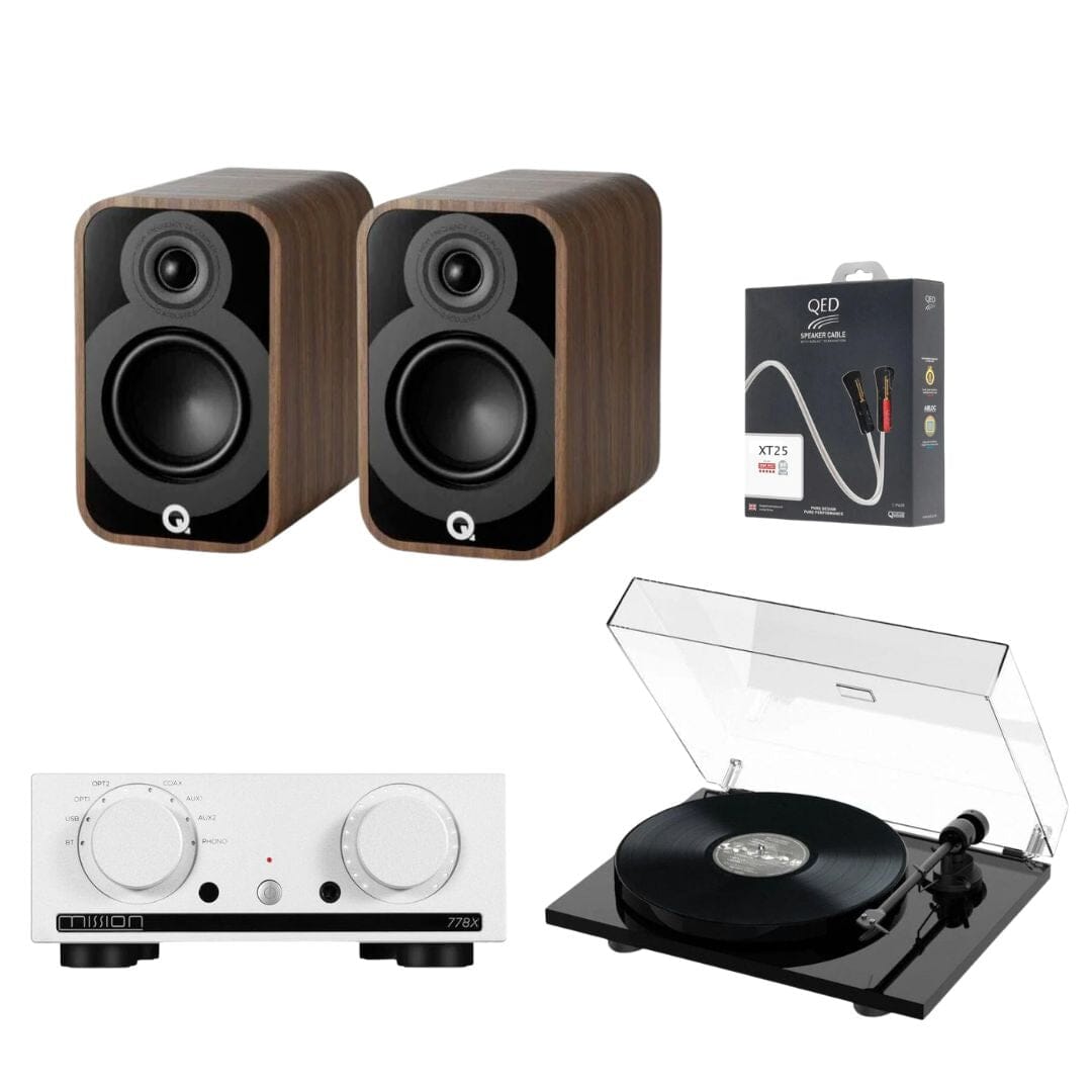 Mission 778X Amplifier, Pro-Ject E1 & Q Acoustics 5010 Bookshelf Speakers