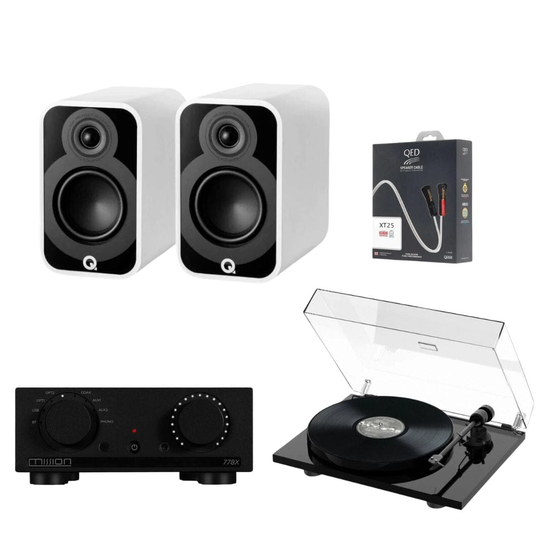 Mission 778X Amplifier, Pro-Ject E1 & Q Acoustics 5010 Bookshelf Speakers