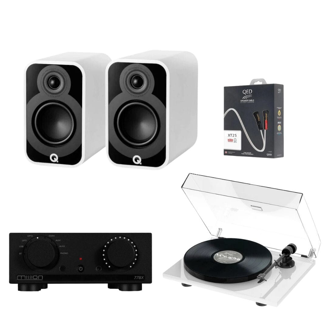 Mission 778X Amplifier, Pro-Ject E1 & Q Acoustics 5010 Bookshelf Speakers