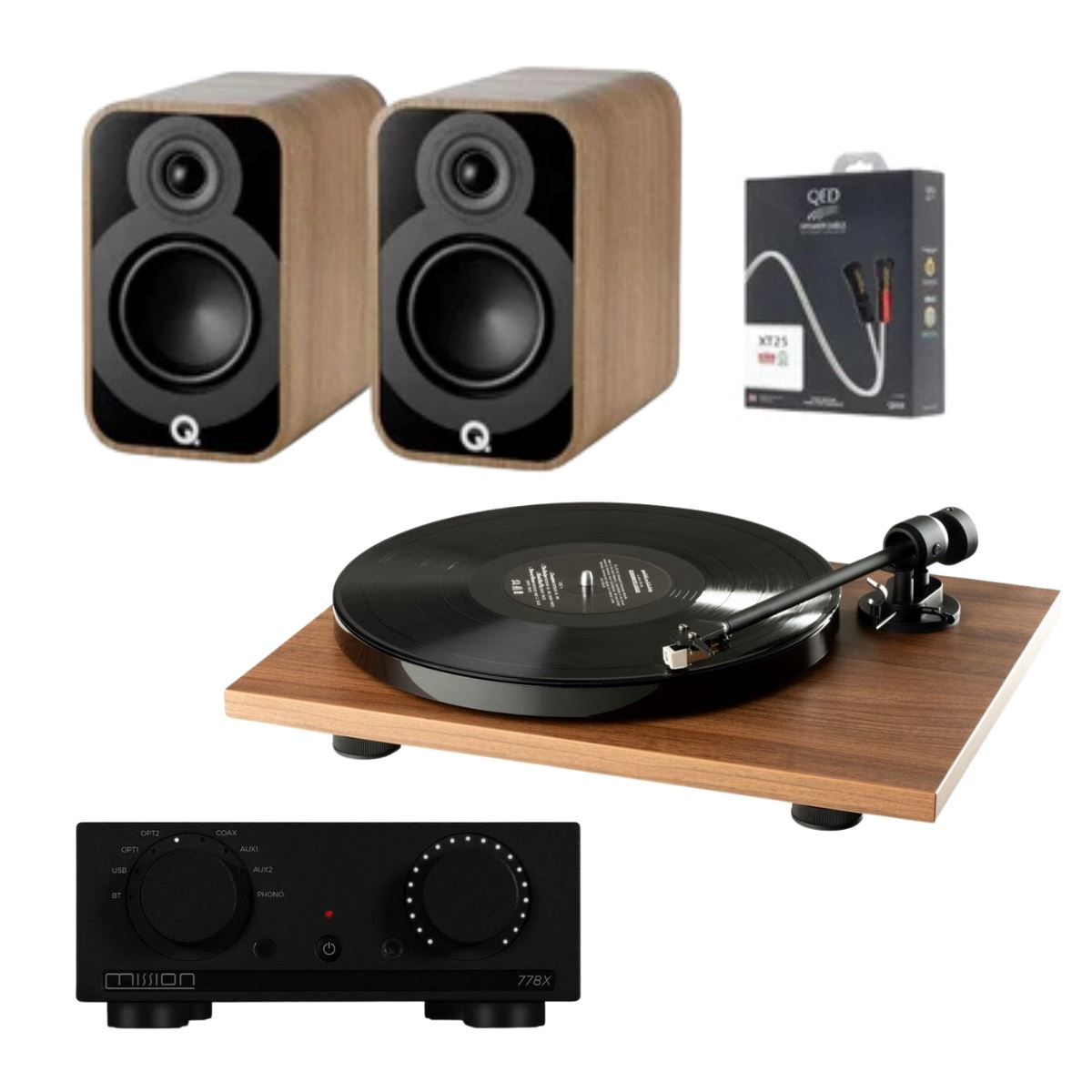 Mission 778X Amplifier, Pro-Ject E1 & Q Acoustics 5010 Bookshelf Speakers