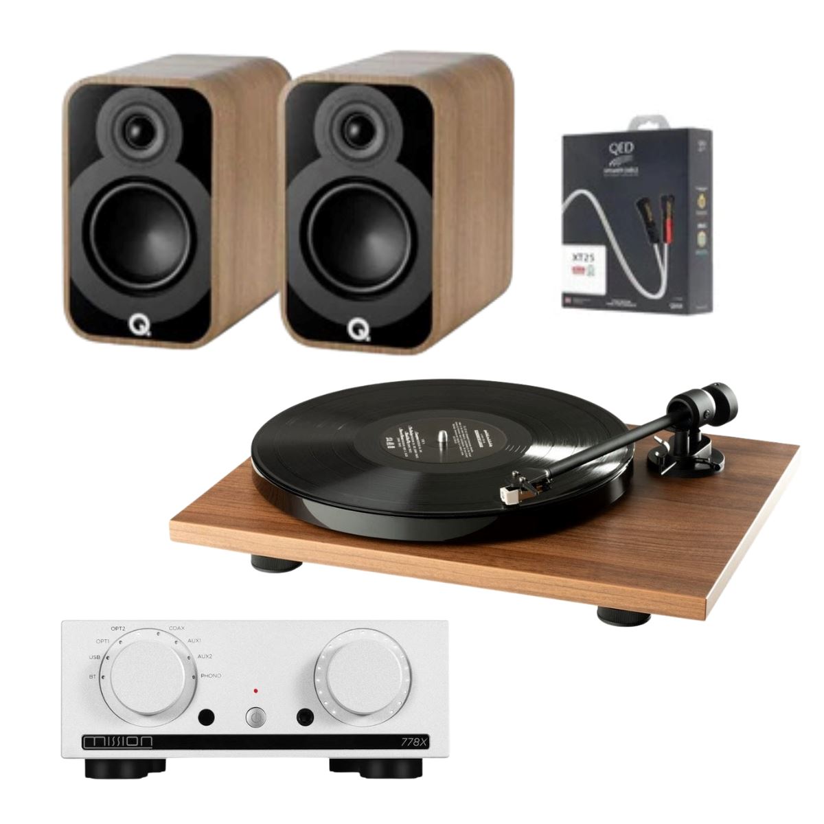 Mission 778X Amplifier, Pro-Ject E1 & Q Acoustics 5010 Bookshelf Speakers