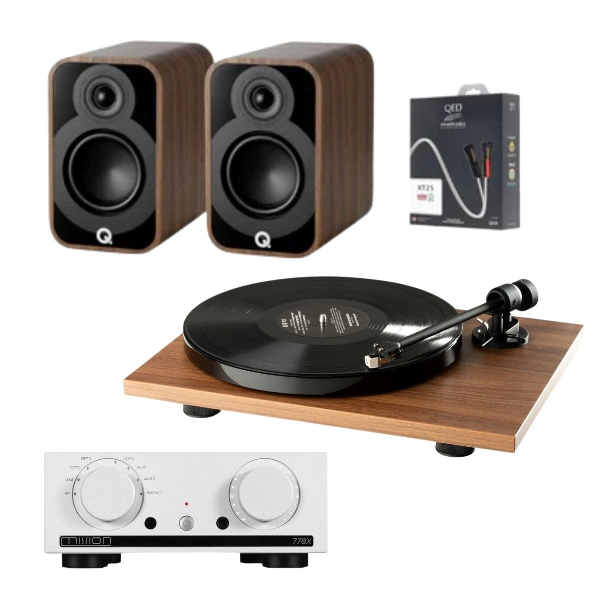 Mission 778X Amplifier, Pro-Ject E1 & Q Acoustics 5010 Bookshelf Speakers