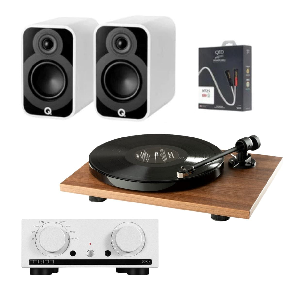 Mission 778X Amplifier, Pro-Ject E1 & Q Acoustics 5010 Bookshelf Speakers