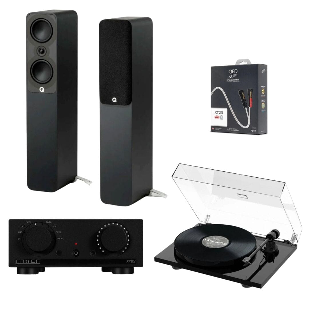 Mission 778X Amplifier, Pro-Ject E1 & Q Acoustics 5040 Floorstanding Speakers