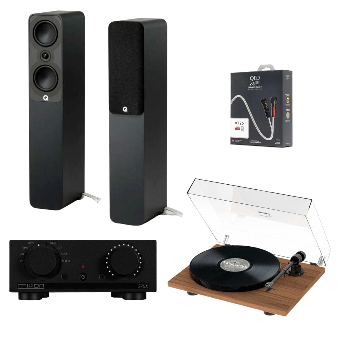 Mission 778X Amplifier, Pro-Ject E1 & Q Acoustics 5040 Floorstanding Speakers