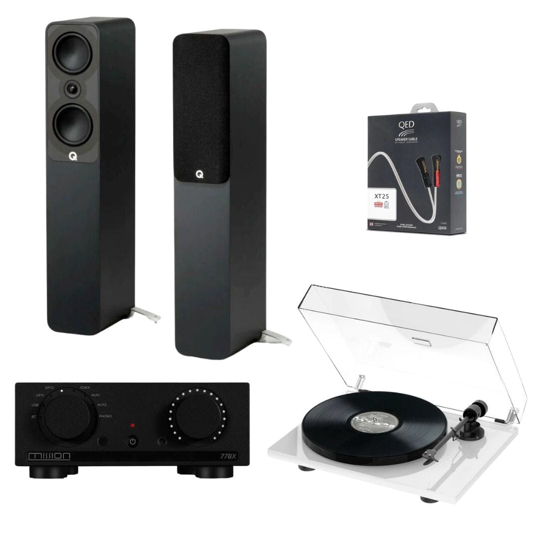 Mission 778X Amplifier, Pro-Ject E1 & Q Acoustics 5040 Floorstanding Speakers