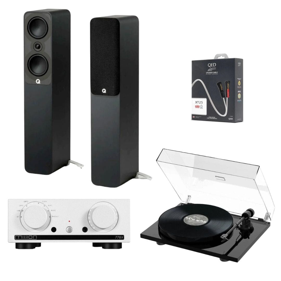 Mission 778X Amplifier, Pro-Ject E1 & Q Acoustics 5040 Floorstanding Speakers