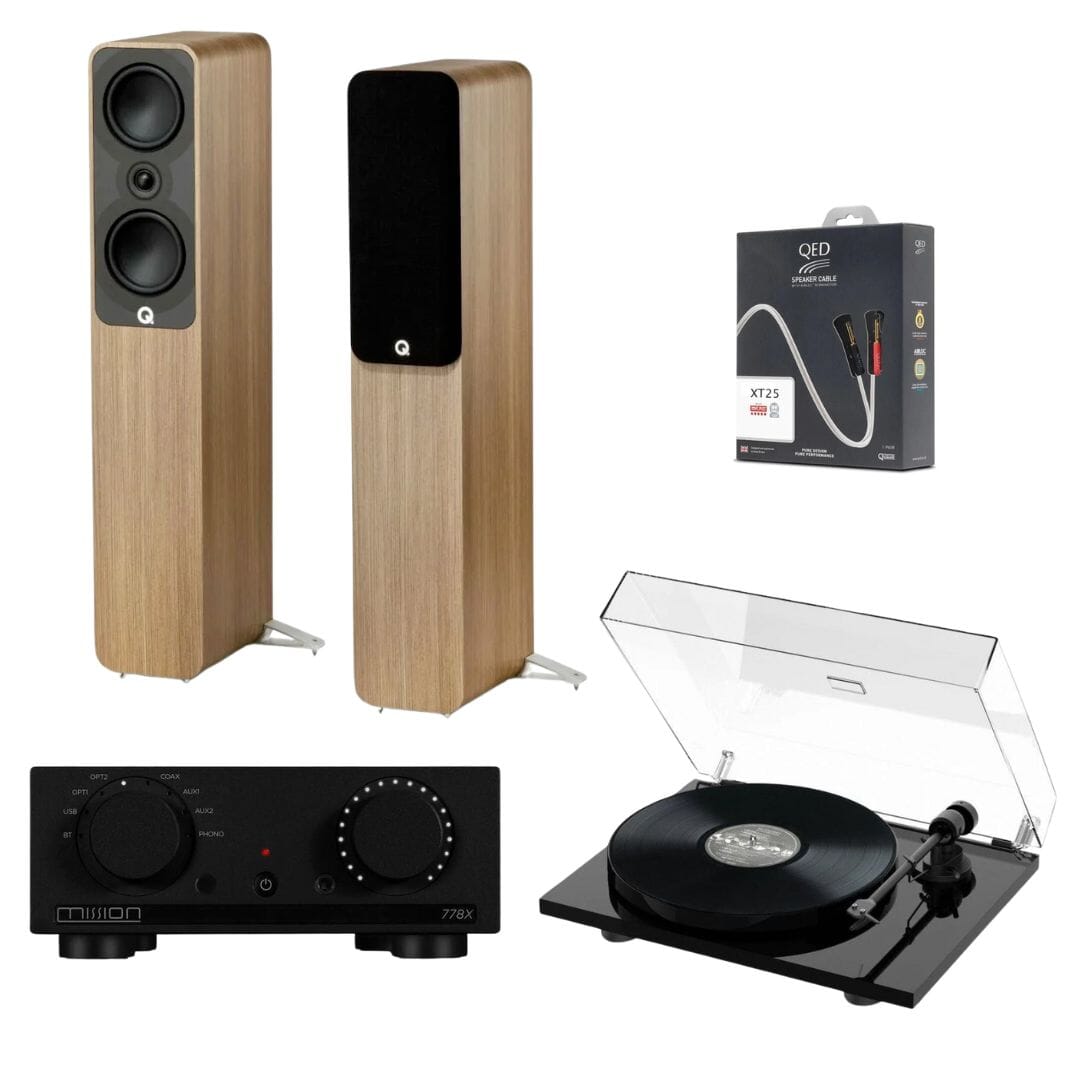 Mission 778X Amplifier, Pro-Ject E1 & Q Acoustics 5040 Floorstanding Speakers