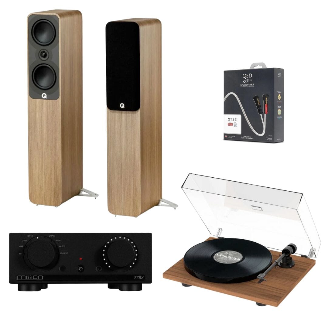 Mission 778X Amplifier, Pro-Ject E1 & Q Acoustics 5040 Floorstanding Speakers