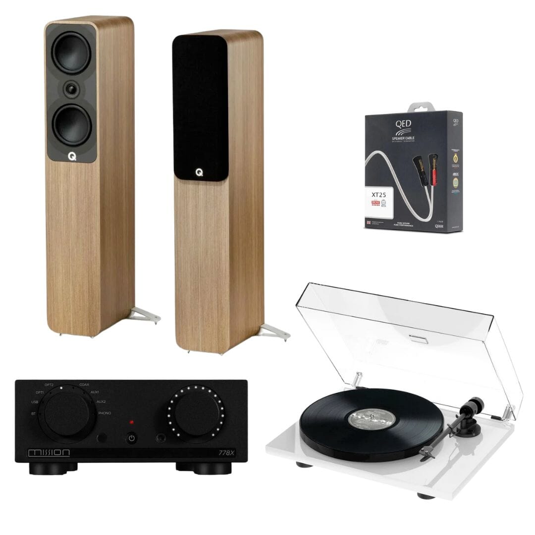 Mission 778X Amplifier, Pro-Ject E1 & Q Acoustics 5040 Floorstanding Speakers