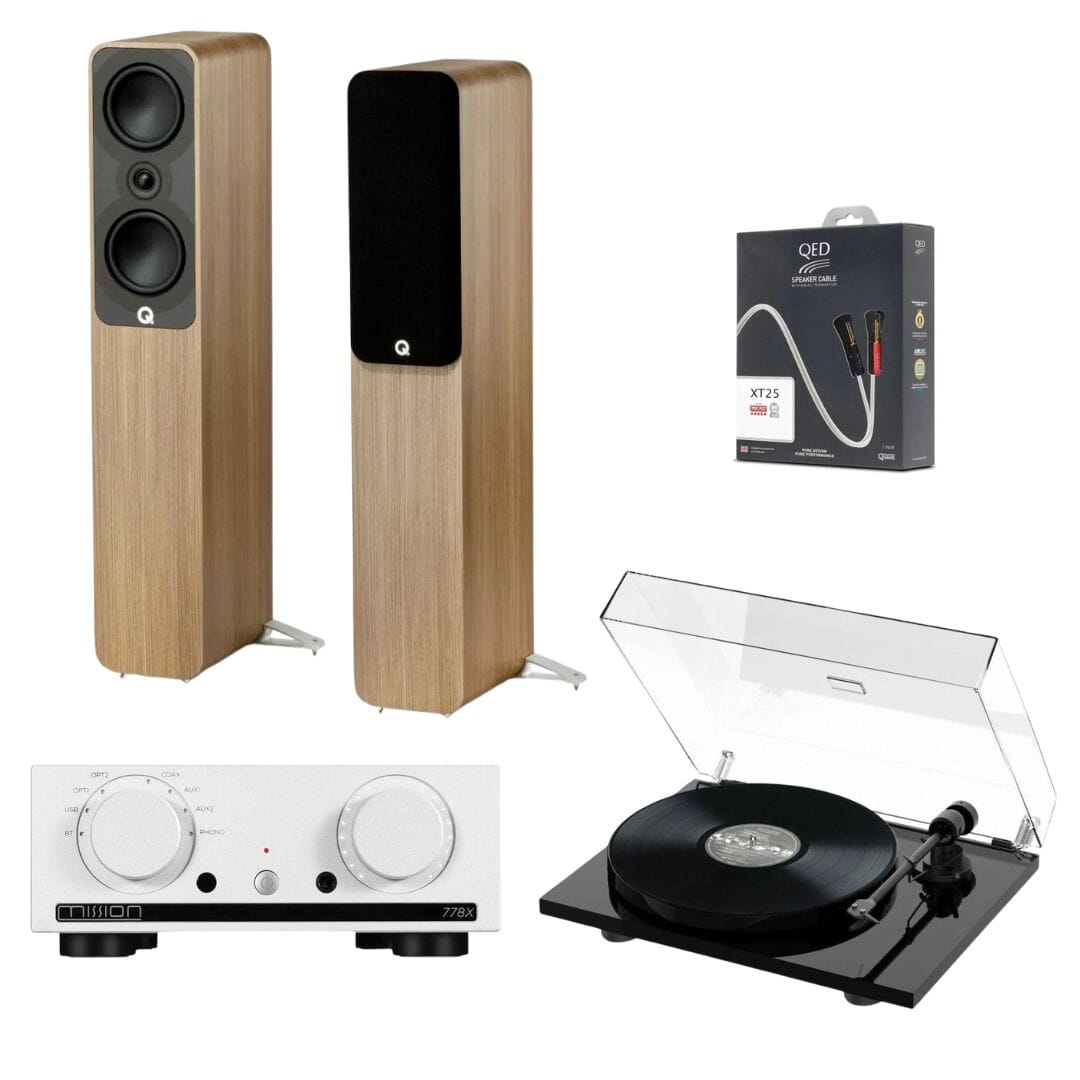 Mission 778X Amplifier, Pro-Ject E1 & Q Acoustics 5040 Floorstanding Speakers