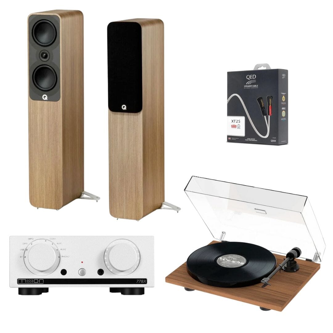 Mission 778X Amplifier, Pro-Ject E1 & Q Acoustics 5040 Floorstanding Speakers