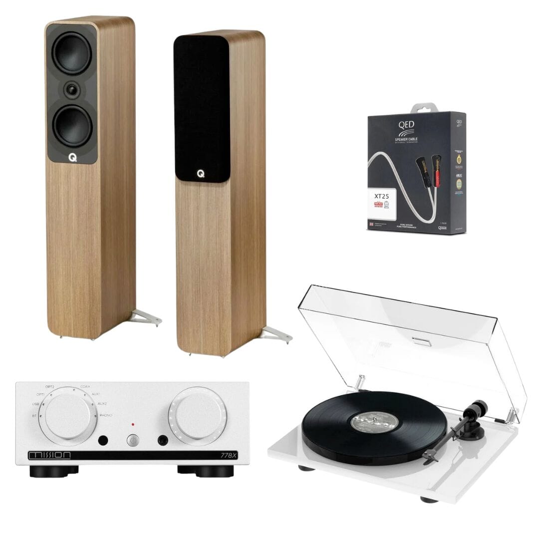 Mission 778X Amplifier, Pro-Ject E1 & Q Acoustics 5040 Floorstanding Speakers