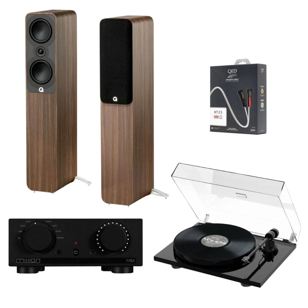 Mission 778X Amplifier, Pro-Ject E1 & Q Acoustics 5040 Floorstanding Speakers