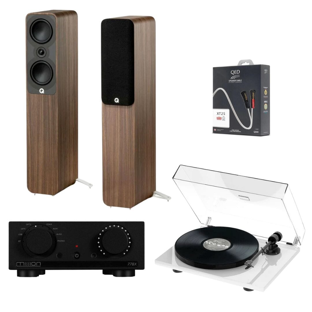Mission 778X Amplifier, Pro-Ject E1 & Q Acoustics 5040 Floorstanding Speakers
