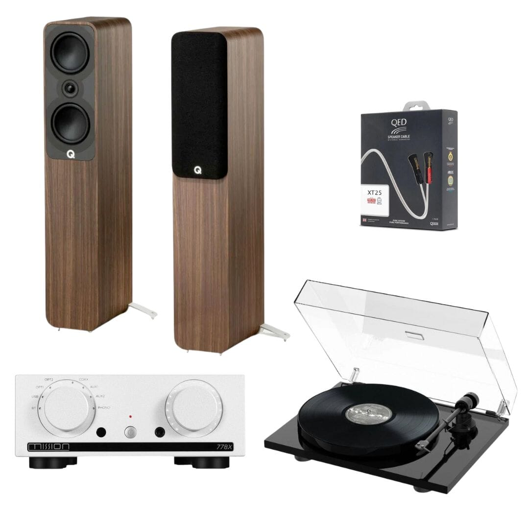 Mission 778X Amplifier, Pro-Ject E1 & Q Acoustics 5040 Floorstanding Speakers