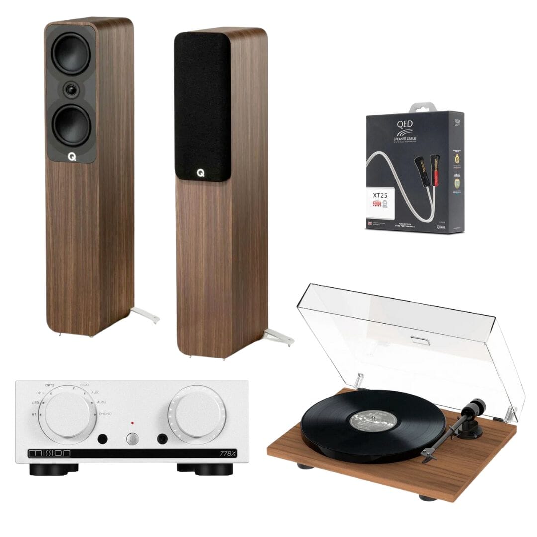 Mission 778X Amplifier, Pro-Ject E1 & Q Acoustics 5040 Floorstanding Speakers