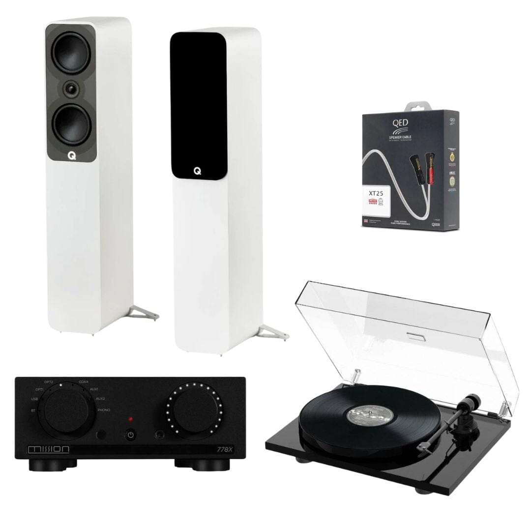 Mission 778X Amplifier, Pro-Ject E1 & Q Acoustics 5040 Floorstanding Speakers