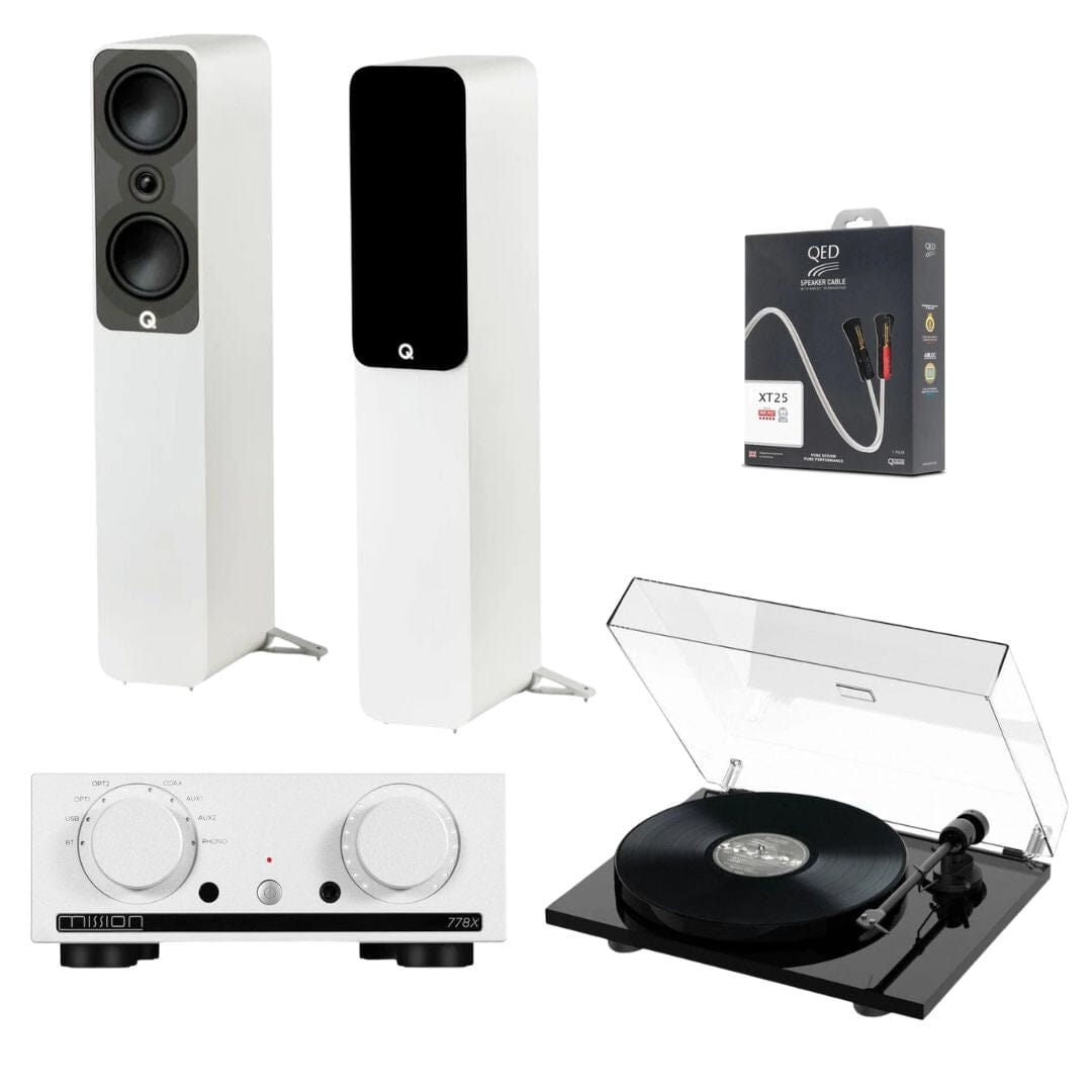 Mission 778X Amplifier, Pro-Ject E1 & Q Acoustics 5040 Floorstanding Speakers