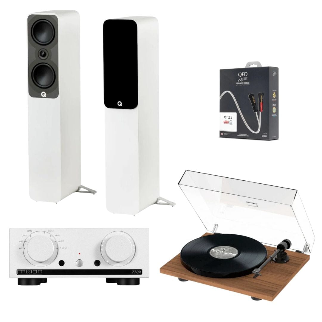Mission 778X Amplifier, Pro-Ject E1 & Q Acoustics 5040 Floorstanding Speakers