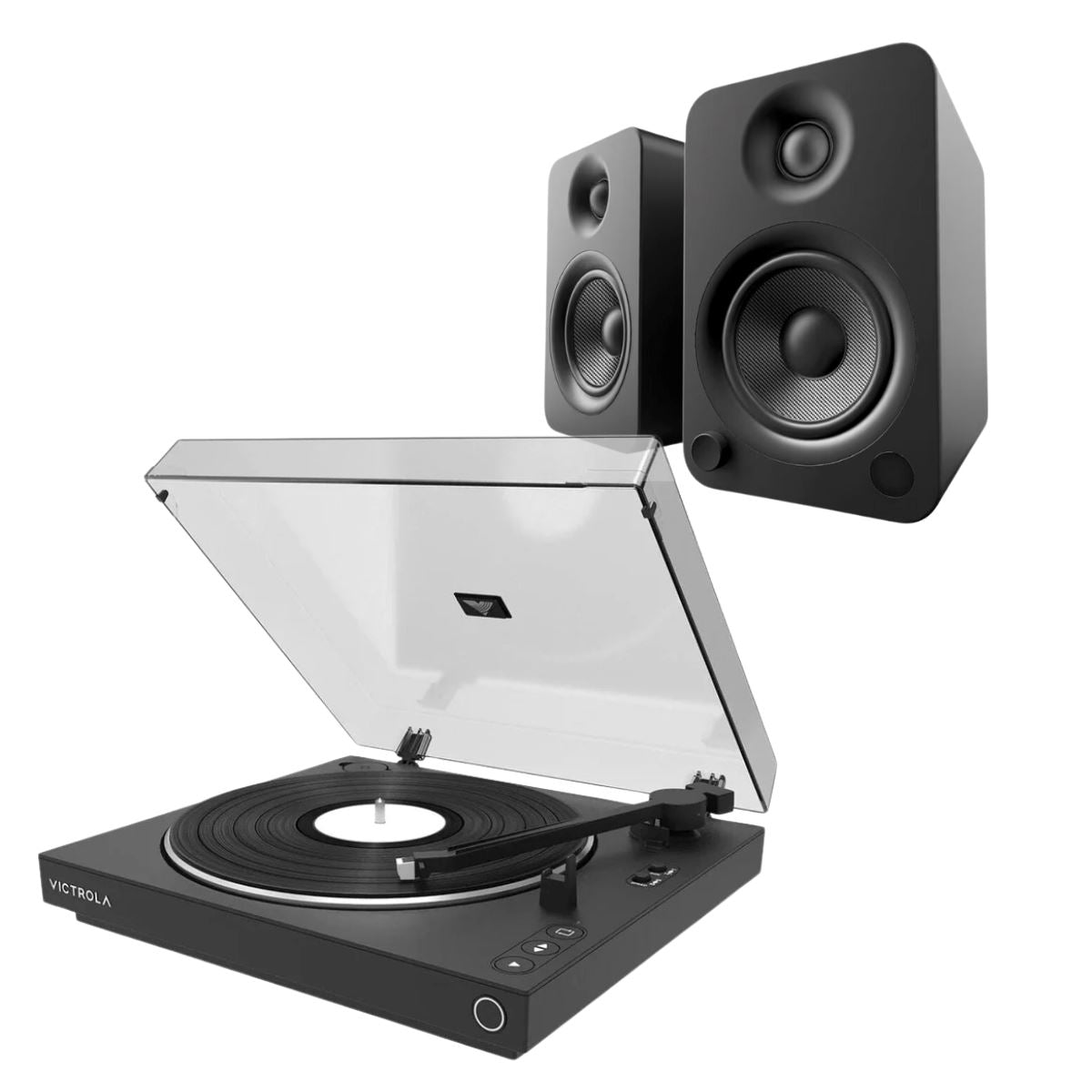 Victrola Automatic Bluetooth Turntable + Kanto Audio YU 4" Active Bookshelf Speakers