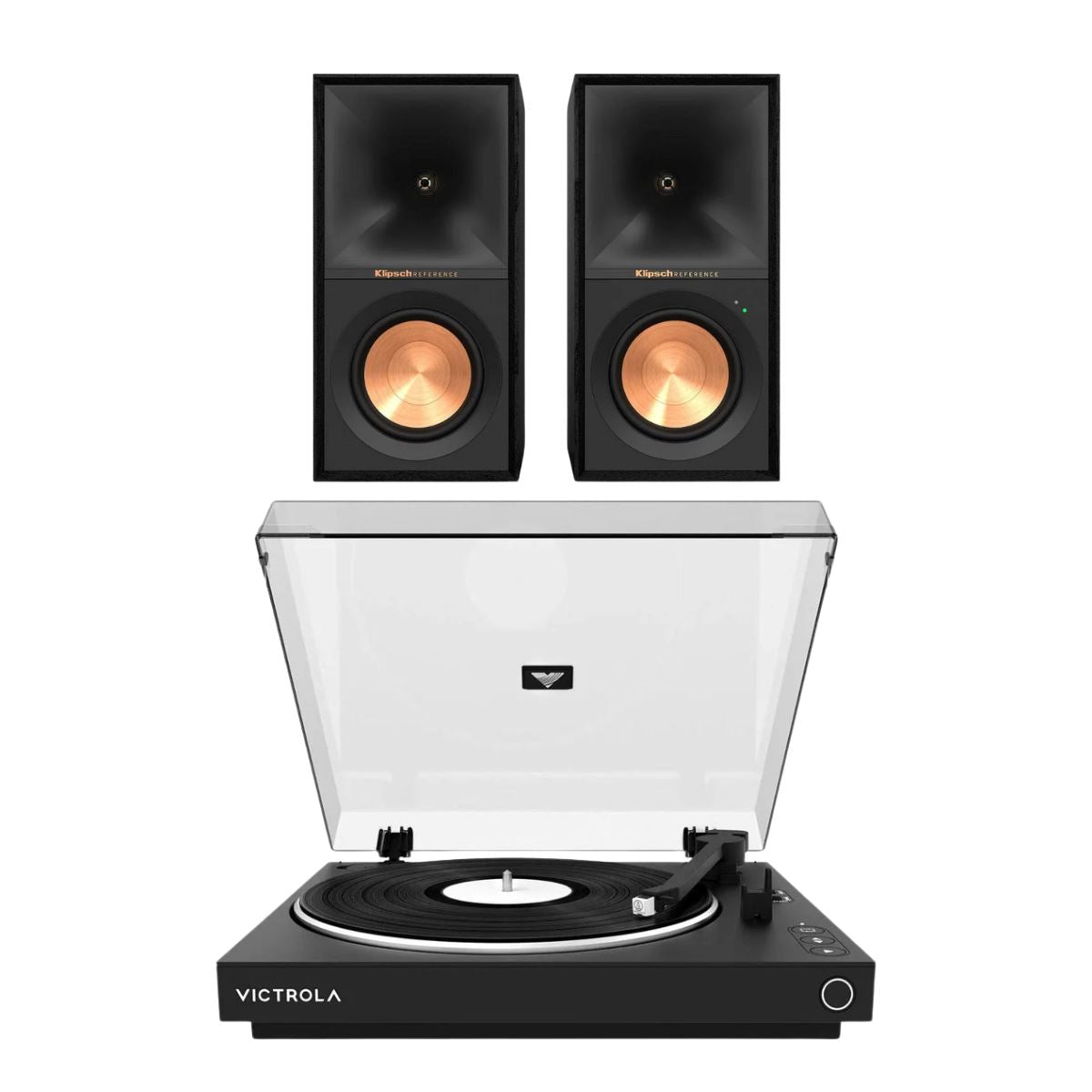 Klipsch R-50PM 120W Active Bookshelf Speakers + Victrola Automatic Bluetooth Turntable