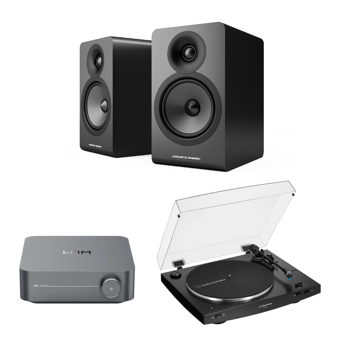 WiiM AMP + Audio-Technica LP3XBT + Acoustic Energy AE100² Bookshelf Speakers