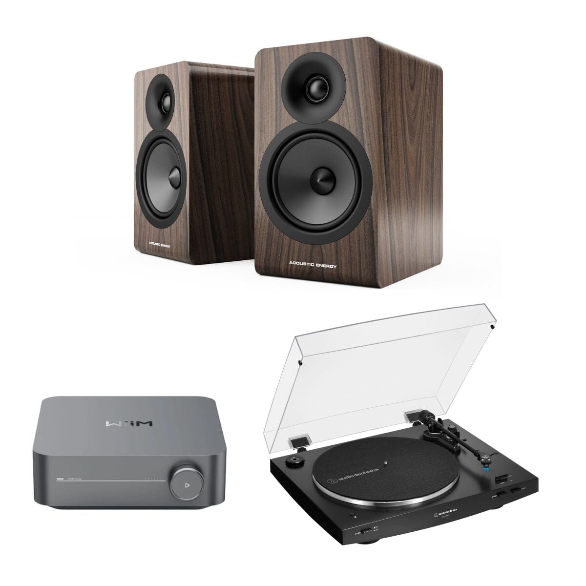 WiiM AMP + Audio-Technica LP3XBT + Acoustic Energy AE100² Bookshelf Speakers