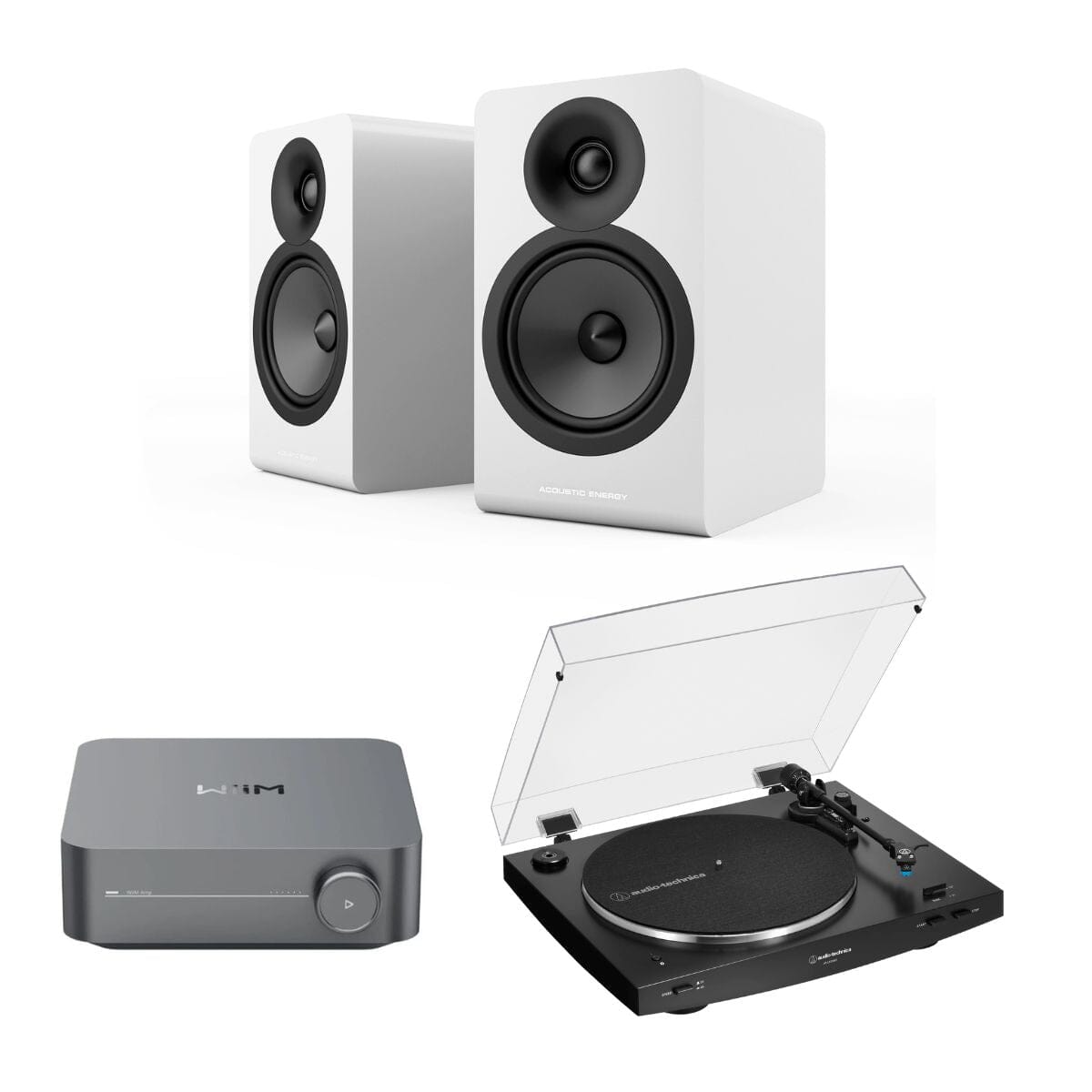 WiiM AMP + Audio-Technica LP3XBT + Acoustic Energy AE100² Bookshelf Speakers