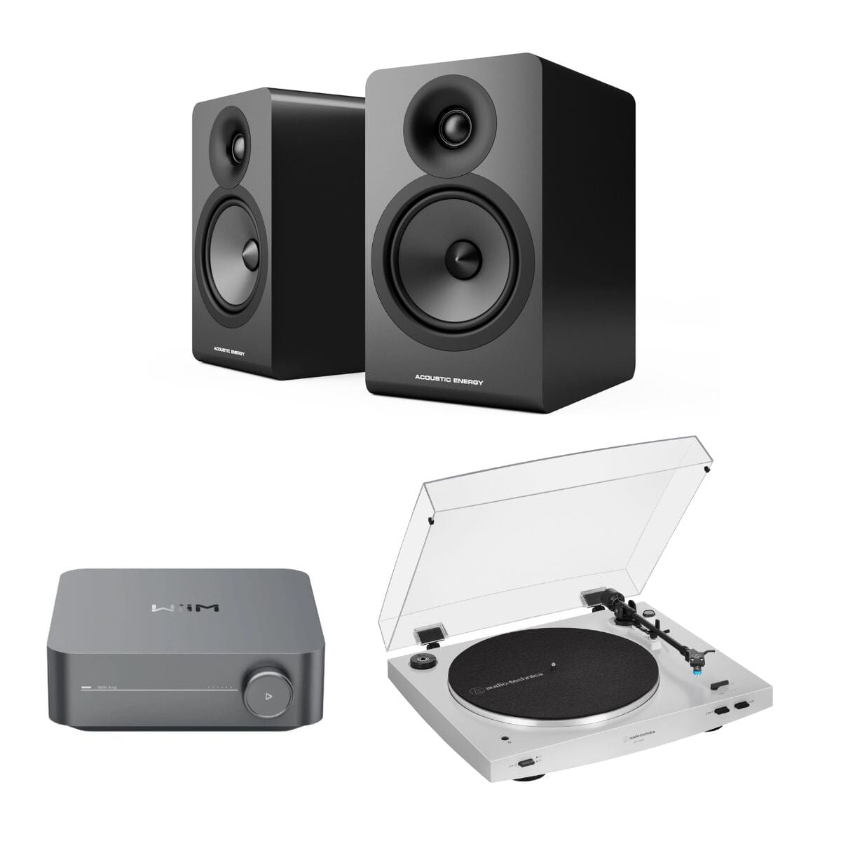 WiiM AMP + Audio-Technica LP3XBT + Acoustic Energy AE100² Bookshelf Speakers