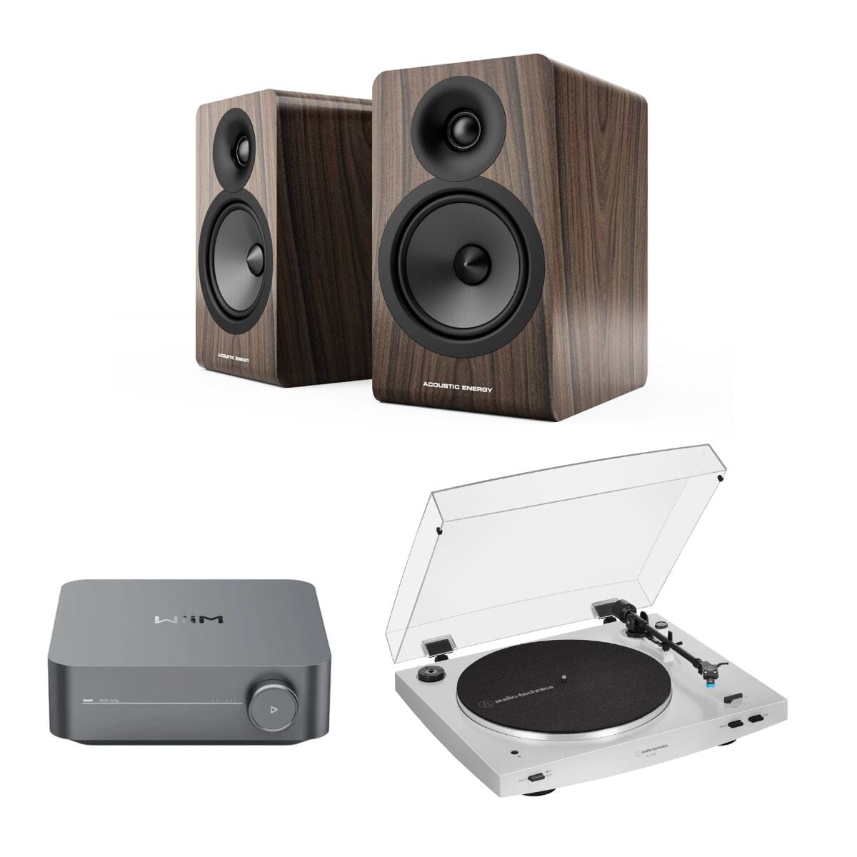 WiiM AMP + Audio-Technica LP3XBT + Acoustic Energy AE100² Bookshelf Speakers