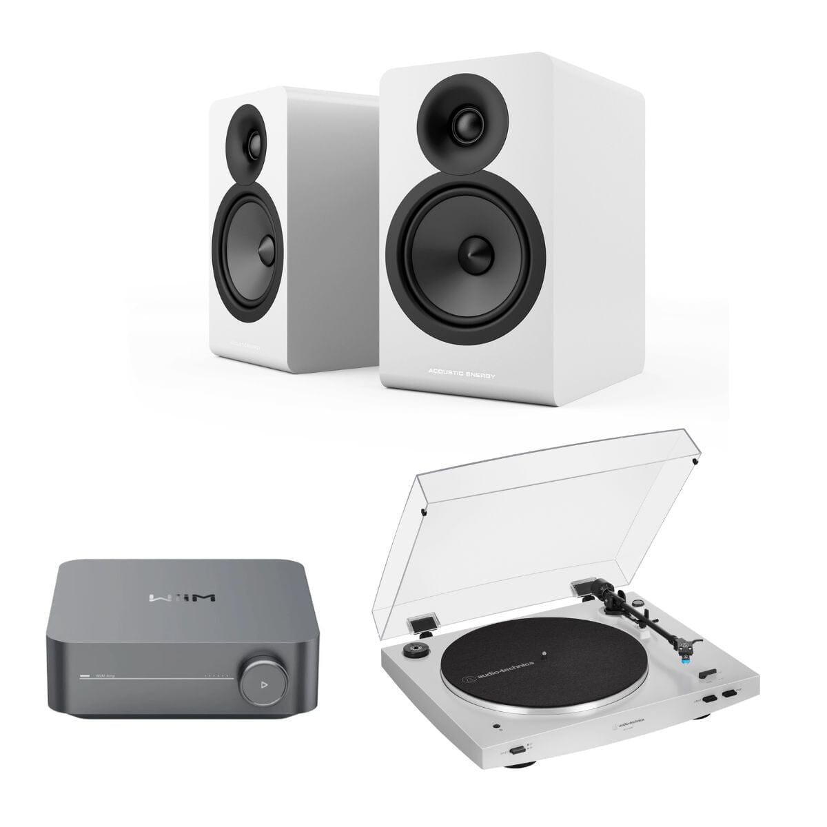 WiiM AMP + Audio-Technica LP3XBT + Acoustic Energy AE100² Bookshelf Speakers
