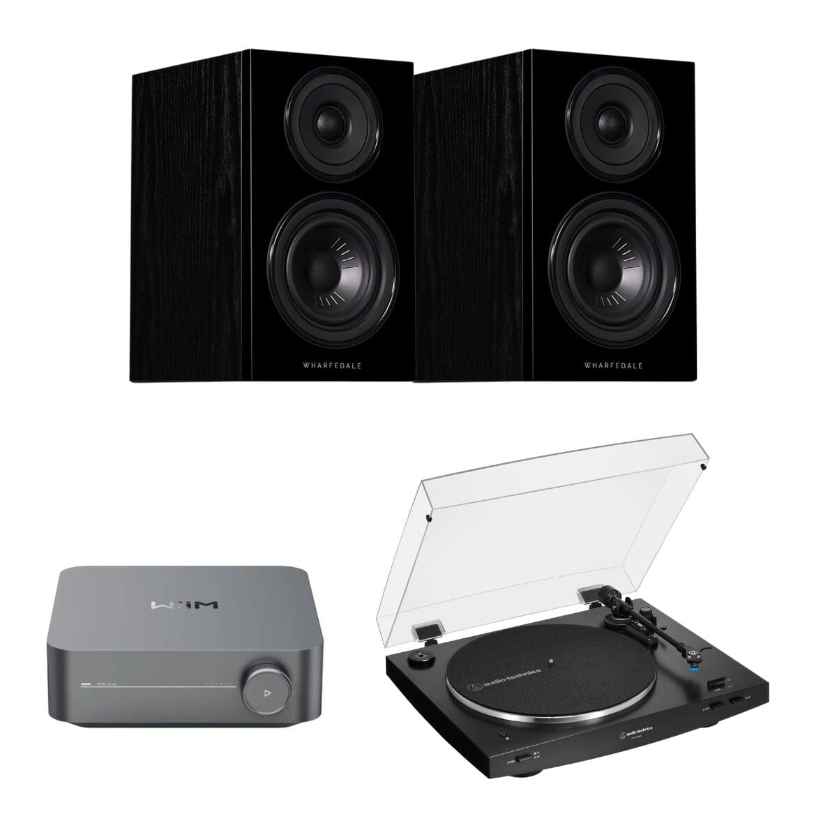 WiiM AMP + Audio-Technica LP3XBT + Wharfedale Diamond 12.0 Bookshelf Speakers