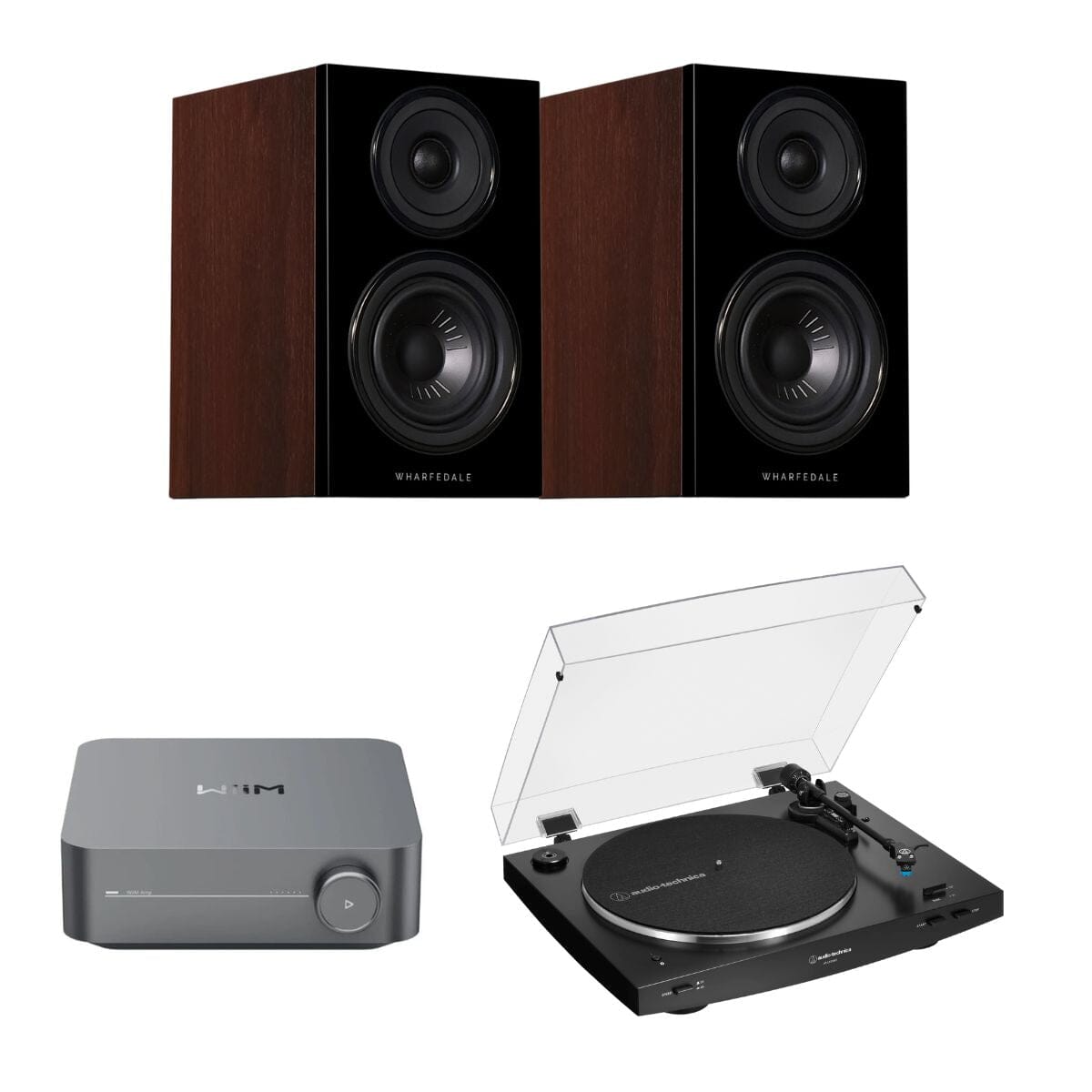 WiiM AMP + Audio-Technica LP3XBT + Wharfedale Diamond 12.0 Bookshelf Speakers