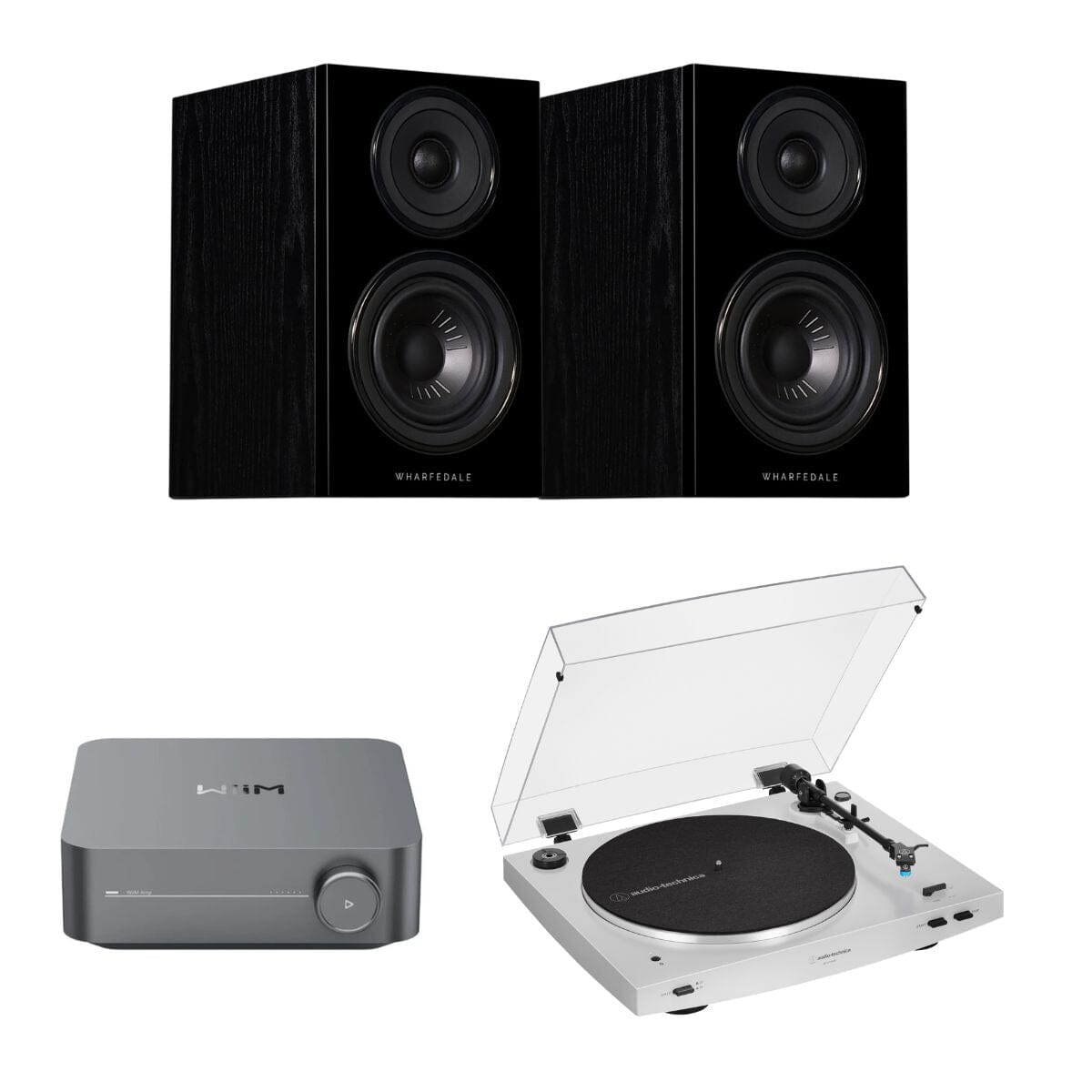 WiiM AMP + Audio-Technica LP3XBT + Wharfedale Diamond 12.0 Bookshelf Speakers