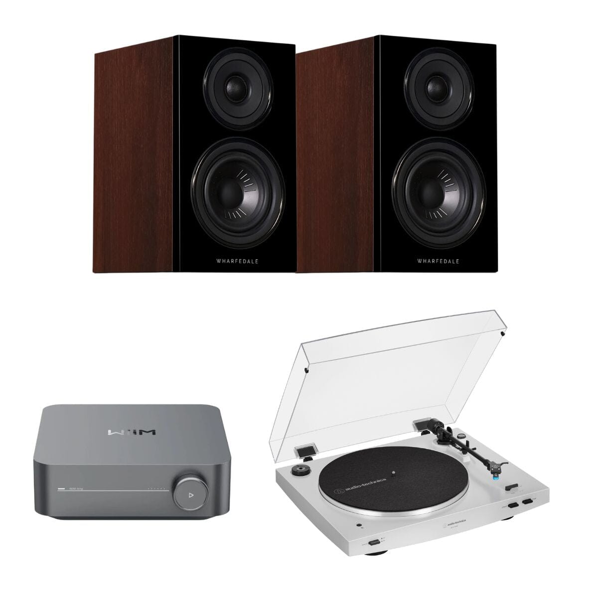 WiiM AMP + Audio-Technica LP3XBT + Wharfedale Diamond 12.0 Bookshelf Speakers