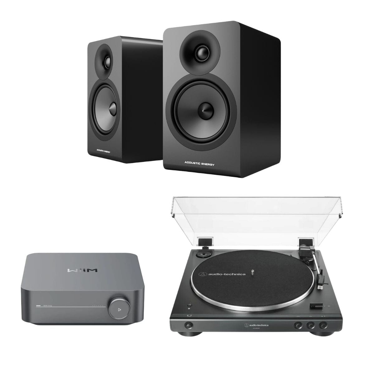 WiiM AMP + Audio-Technica LP60X + Acoustic Energy AE100² Bookshelf Speakers