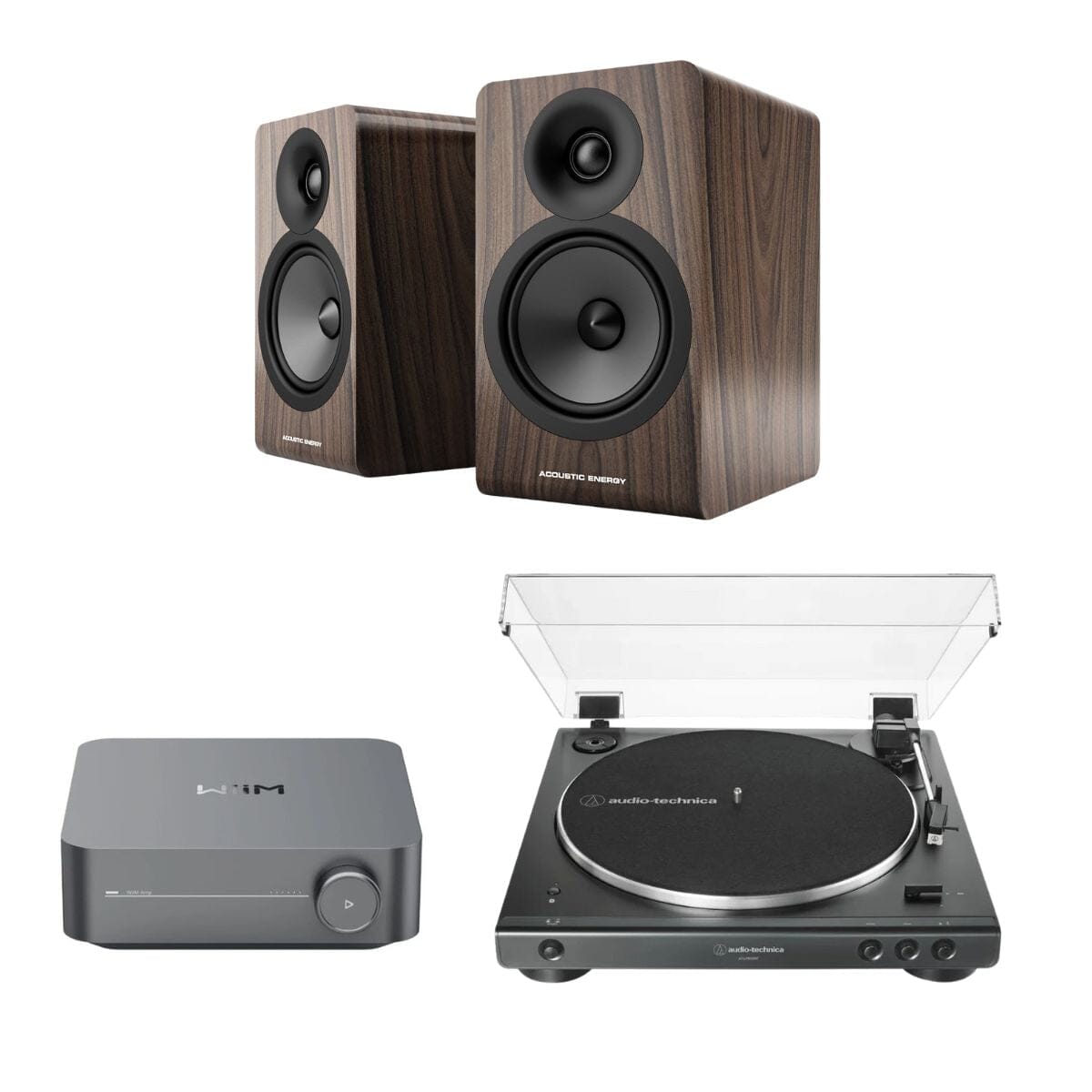 WiiM AMP + Audio-Technica LP60X + Acoustic Energy AE100² Bookshelf Speakers