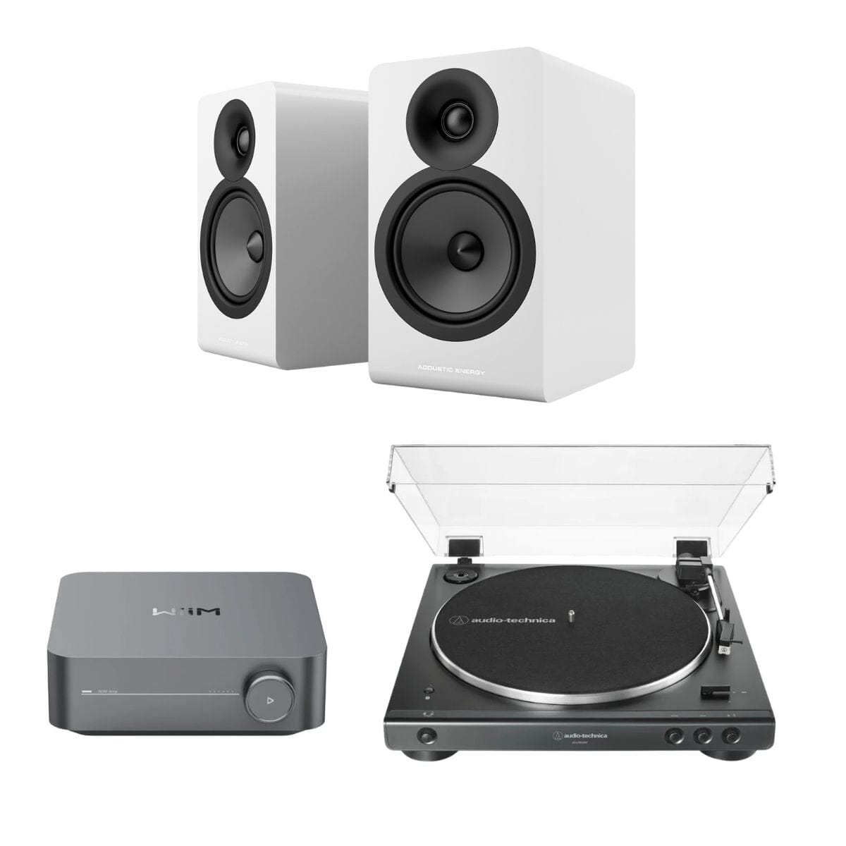 WiiM AMP + Audio-Technica LP60X + Acoustic Energy AE100² Bookshelf Speakers