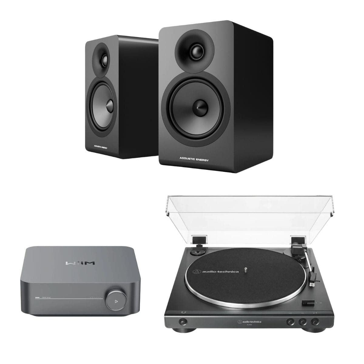 WiiM AMP + Audio-Technica LP60X + Acoustic Energy AE100² Bookshelf Speakers