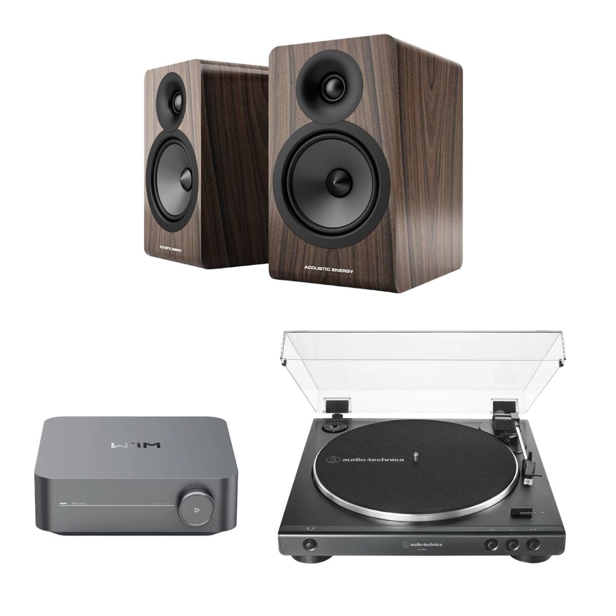 WiiM AMP + Audio-Technica LP60X + Acoustic Energy AE100² Bookshelf Speakers